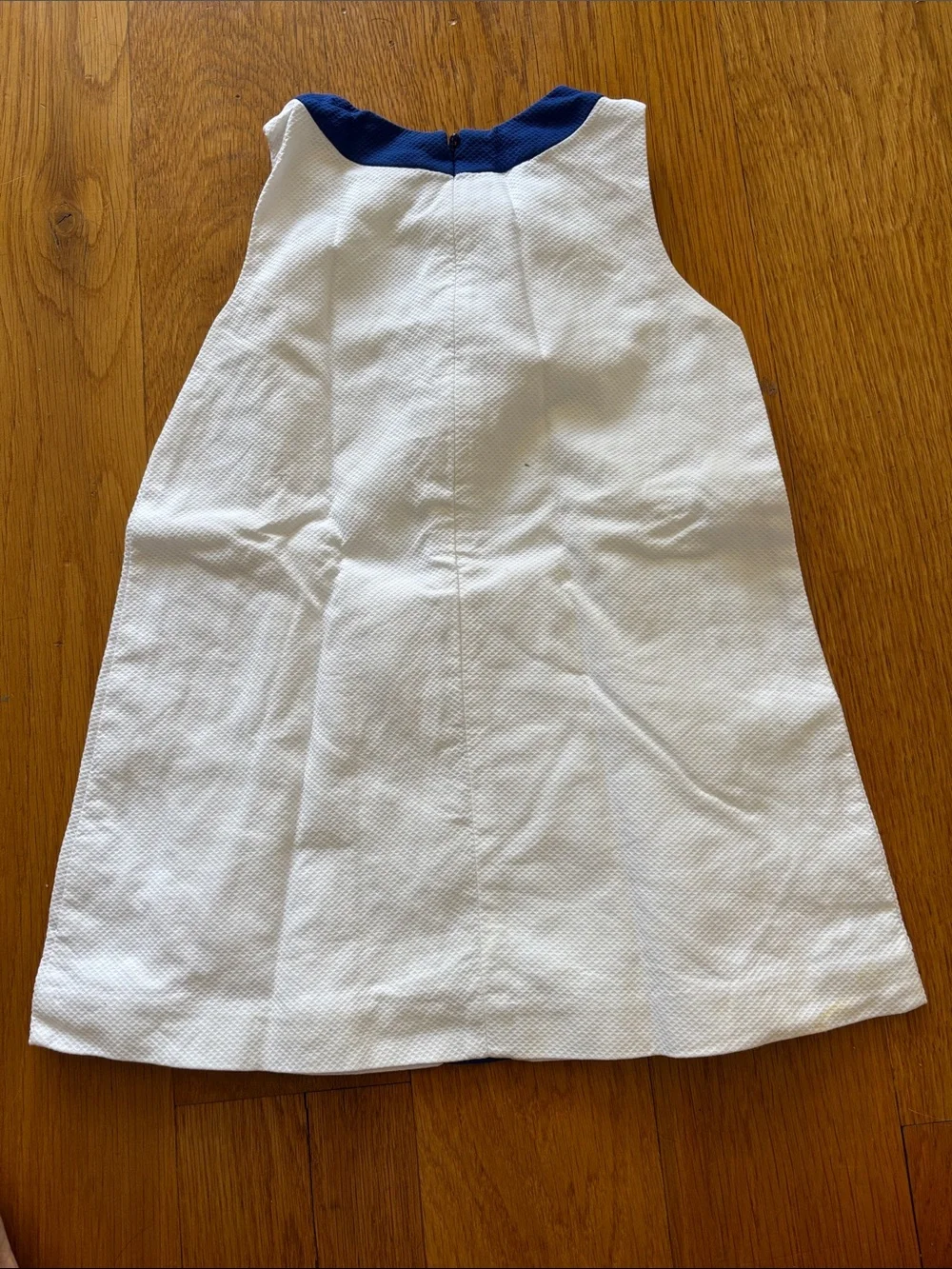 Jacadi White Dress with Navy Stripe and Bow